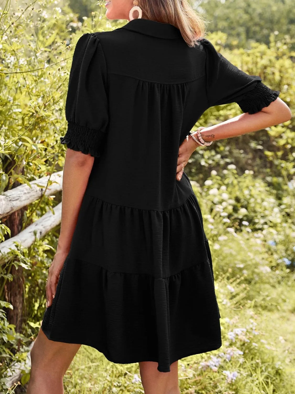 Johnny Collar Short Sleeve Mini Dress - Clothes For Her Online Store