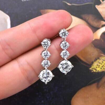 4 Carat Moissanite 925 Sterling Silver Earrings - Clothes For Her Online Store