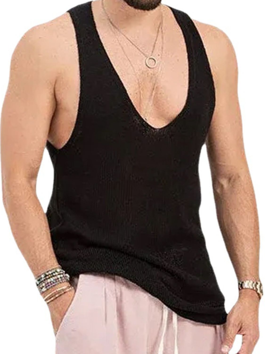 Men's Scoop Neck Knit Tank - Clothes For Her Online Store