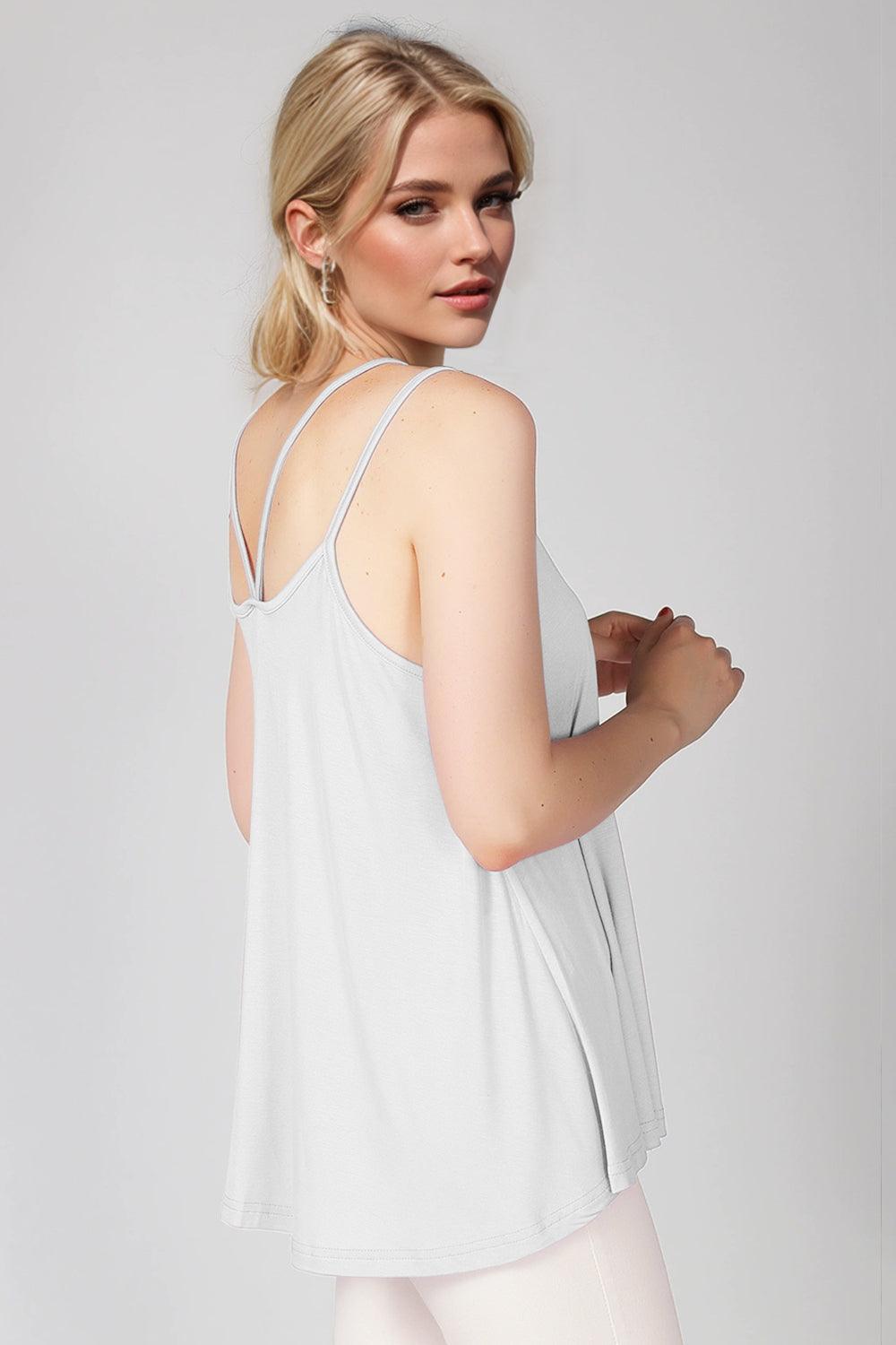 Basic Bae Bamboo Scoop Neck Double Spaghetti Straps Cami - Clothes For Her Online Store