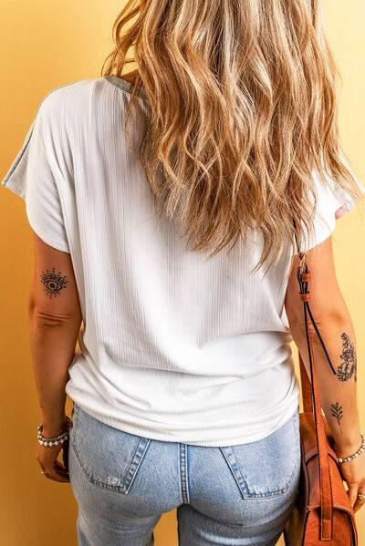 Plus Size Color Block Round Neck Short Sleeve T-Shirt - Clothes For Her Online Store