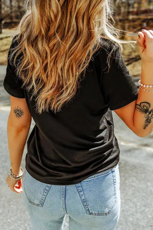 USA Round Neck Short Sleeve T-Shirt - Clothes For Her Online Store