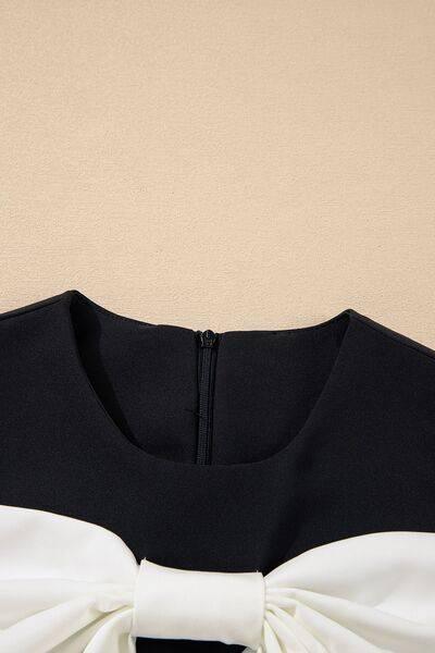 Bow Contrast Sleeveless Mini Dress - Clothes For Her Online Store