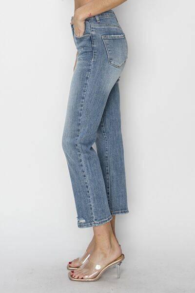 RISEN Full Size High Waist Distressed Cropped Jeans - Clothes For Her Online Store
