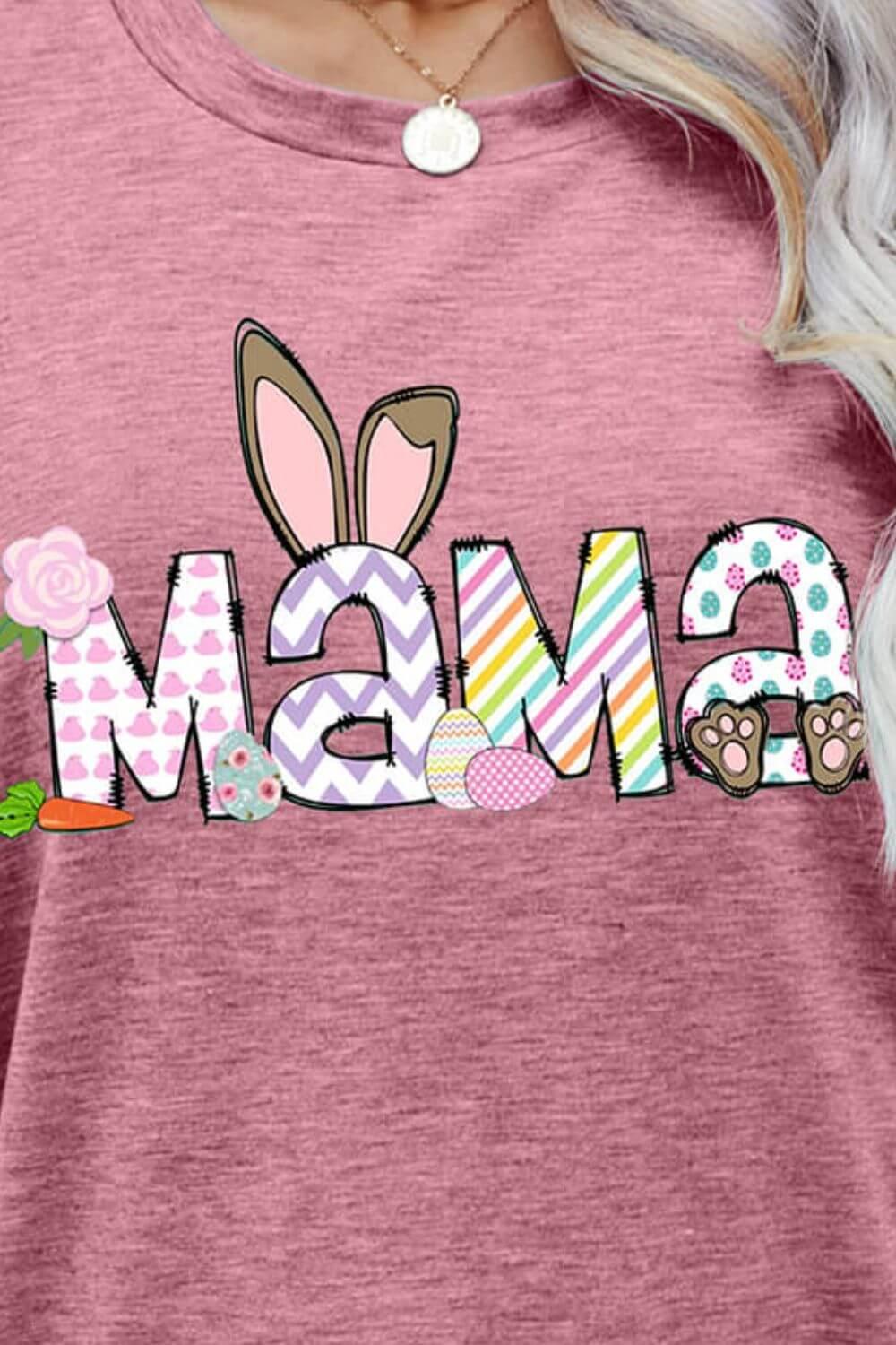 Easter MAMA Graphic Round Neck T-Shirt - Clothes For Her Online Store