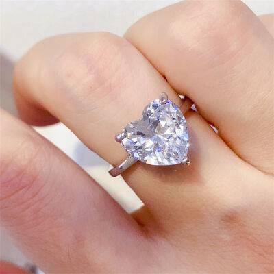 5 Carat 925 Sterling Silver Moissanite Heart Shape Ring - Clothes For Her Online Store