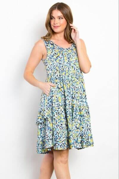 Be Stage Full Size Print Wrinkle Free Ruffled Dress - Clothes For Her Online Store