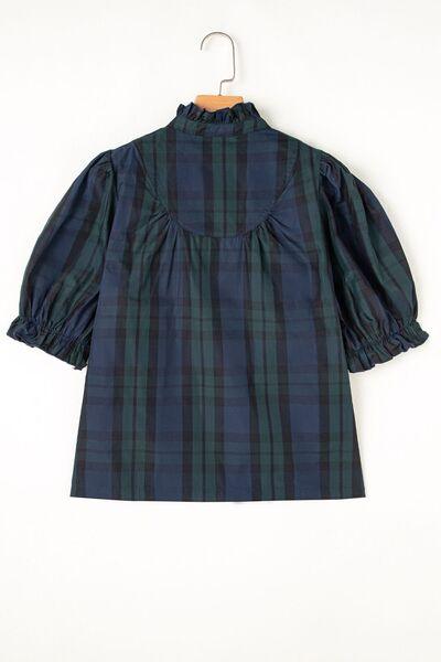 Puff Sleeve Frilled Trim Elegant Blouse - Clothes For Her Online Store