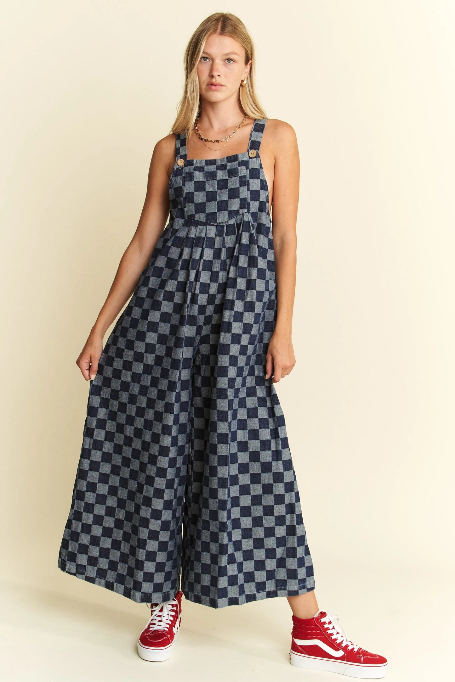 Jade By Jane Denim Checkered Jumpsuit - Clothes For Her Online Store