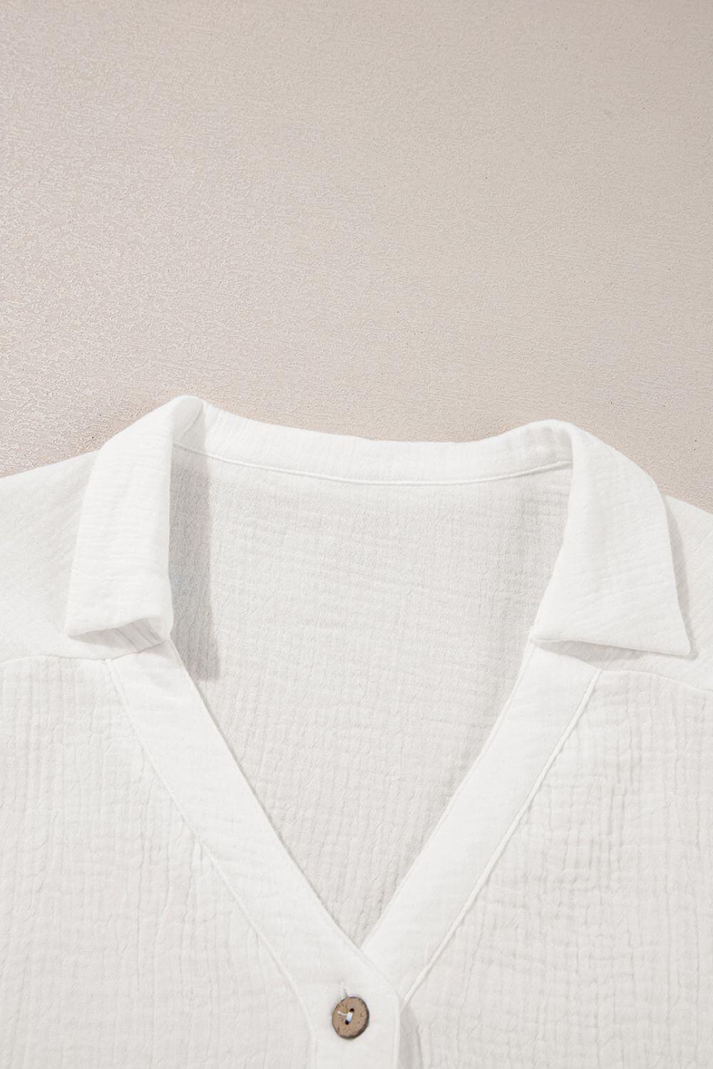 Button Down Collared Neck Long Sleeve Shirt - Clothes For Her Online Store