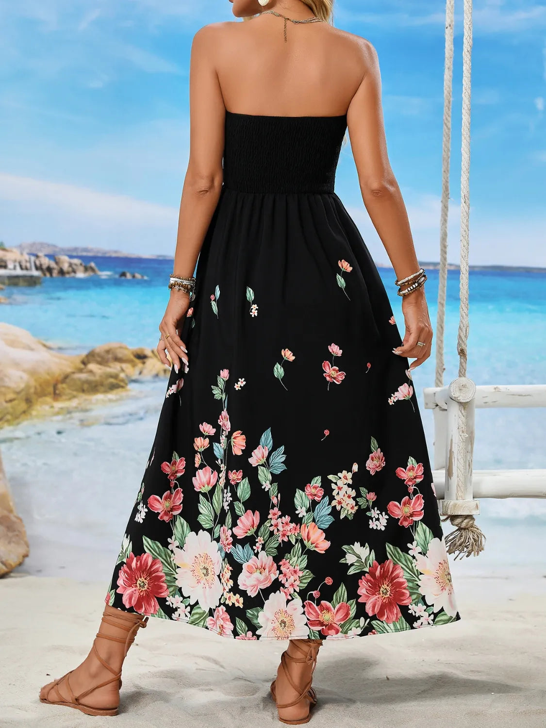 Printed Tube Midi Dress