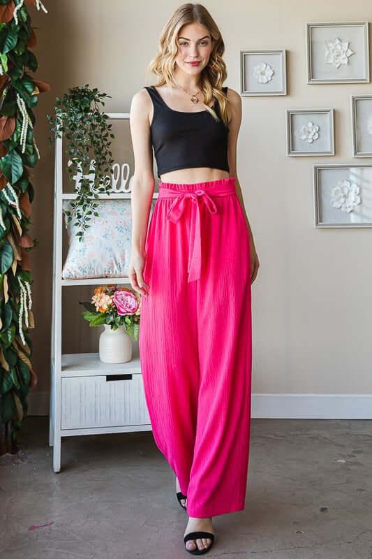Heimish Full Size Front Tie Pants with Paperbag Waistband Plus Size - Clothes For Her Online Store