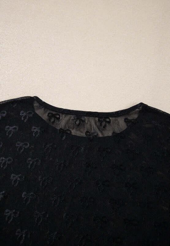 Bow Round Neck Long Sleeve Top - Clothes For Her Online Store