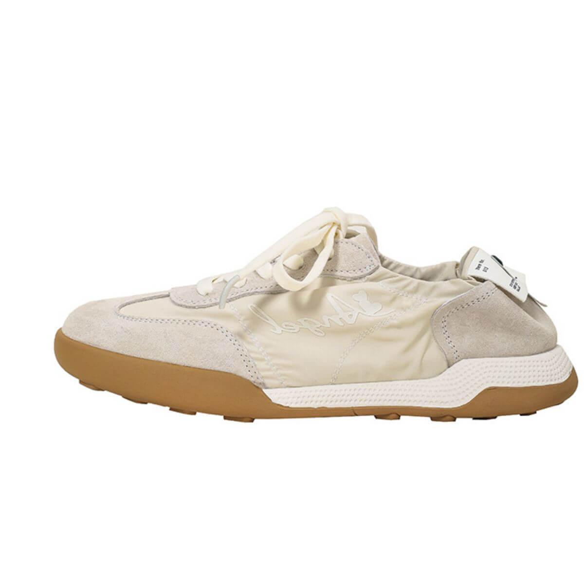 Lace Up Contrast Round Toe Flats Sneakers - Clothes For Her Online Store