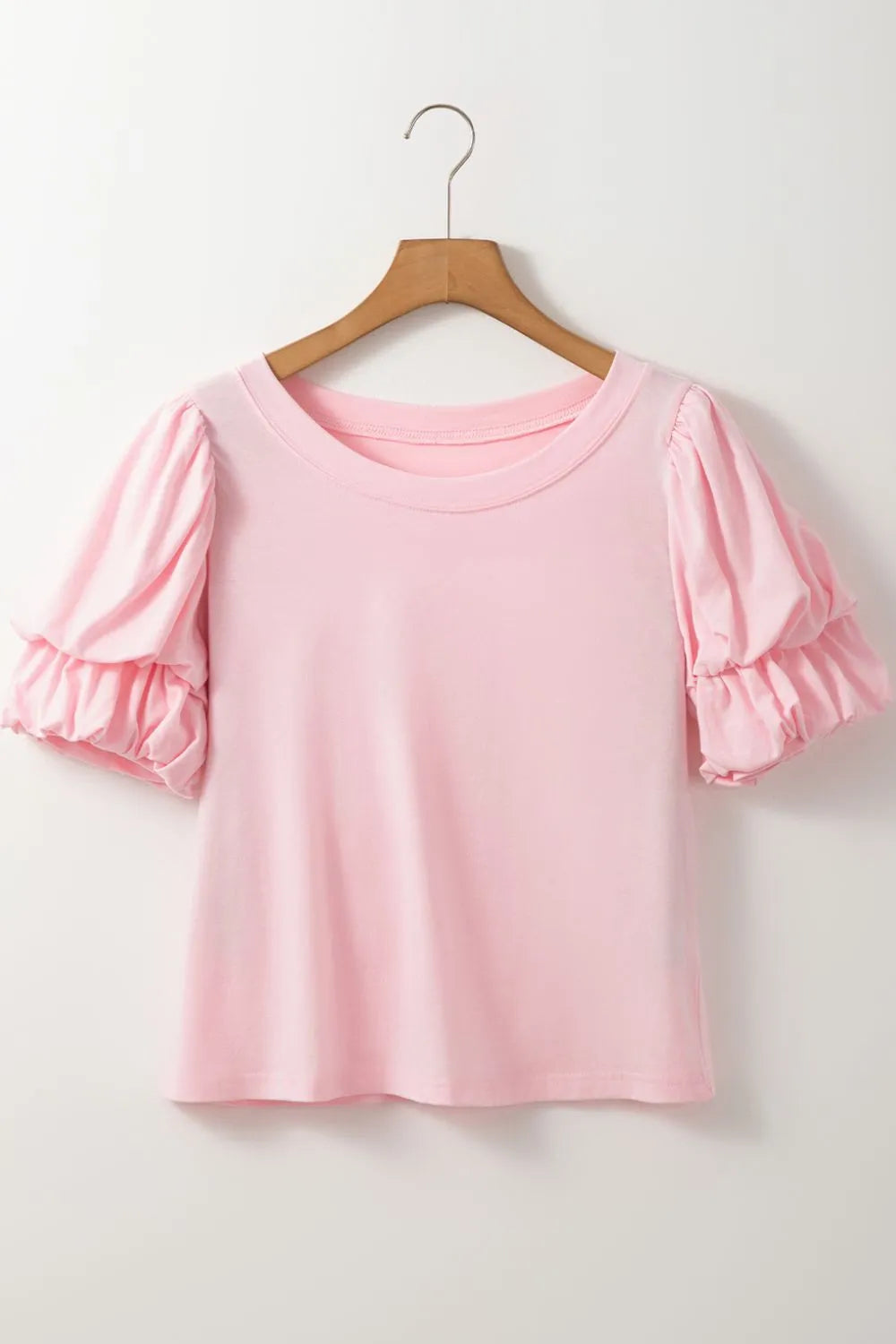 Round Neck Bubble Sleeve Top