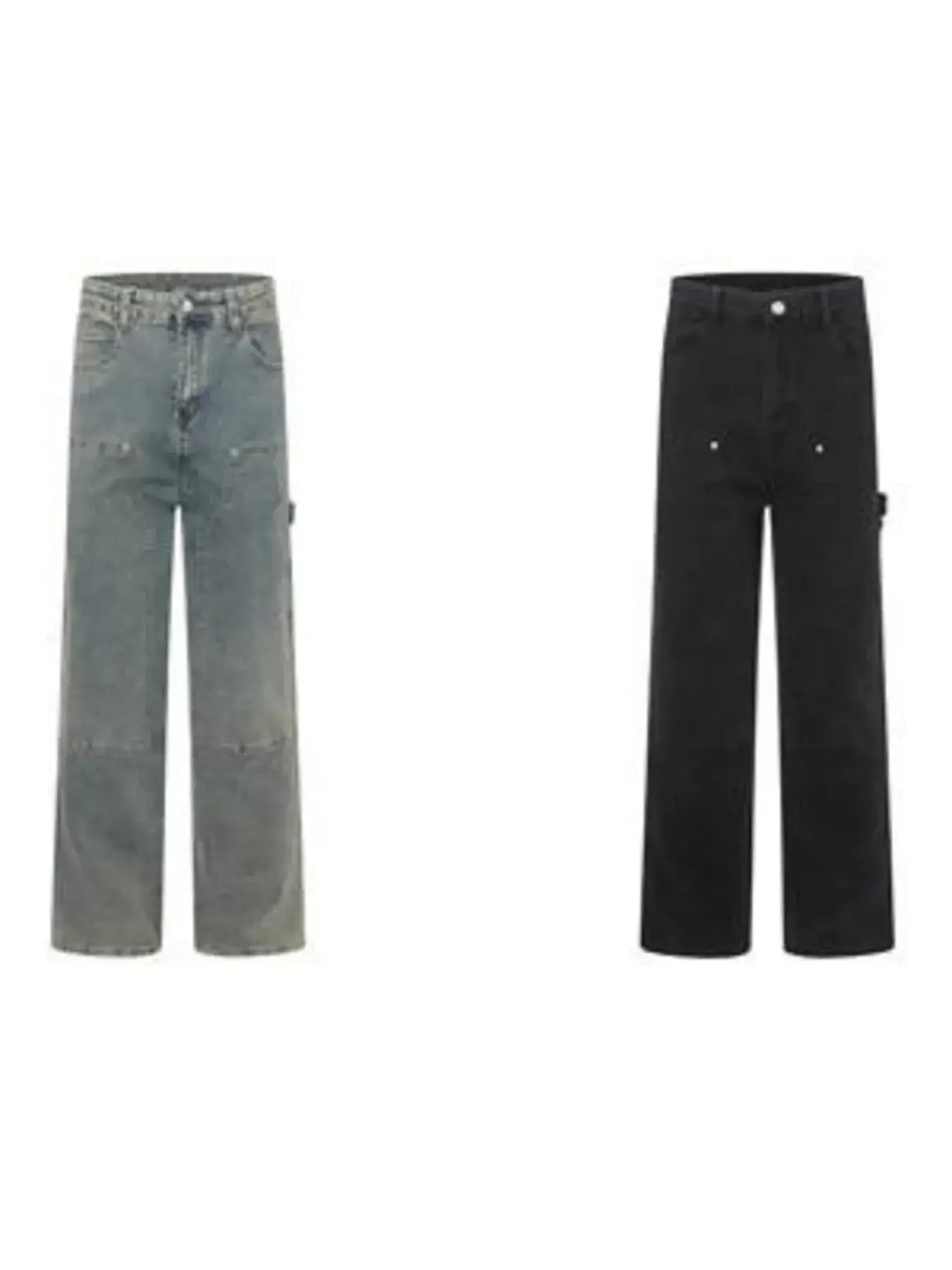 Men's High Waist Straight Leg Cargo Jeans