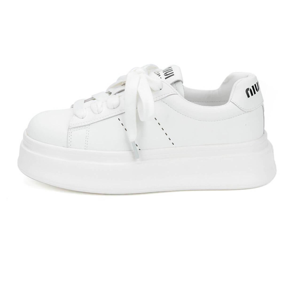 Lace Up Contrast Round Toe Platform Sneakers - Clothes For Her Online Store