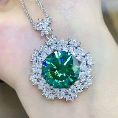 10 Carat Moissanite 925 Sterling Silver Pendant Necklace - Clothes For Her Online Store