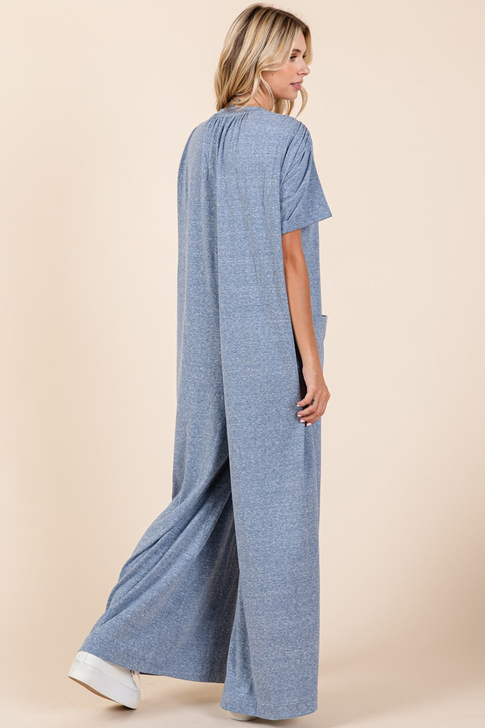 Mittoshop Button Detail Short Sleeve Wide Leg Jumpsuit - Clothes For Her Online Store