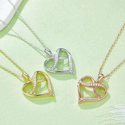 Moissanite 925 Sterling Silver Heart Necklace - Clothes For Her Online Store
