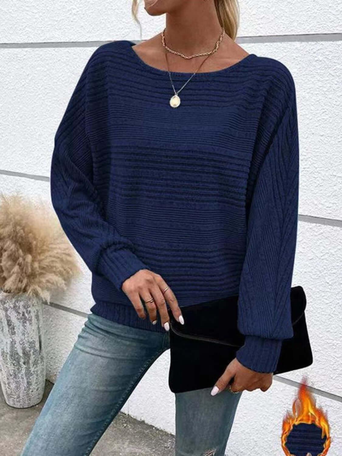 Full Size Round Neck Long Sleeve Top - Clothes For Her Online Store