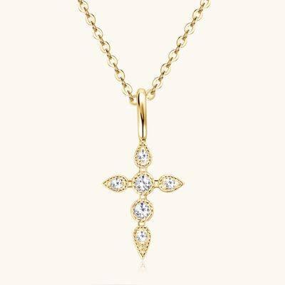 925 Sterling Silver Moissanite Cross Pendant Necklace - Clothes For Her Online Store