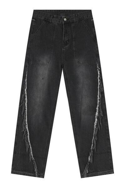 Raw Hem Jeans with Pockets - Clothes For Her Online Store
