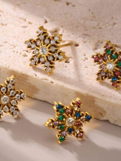 Stainless Steel Snowflake Stud Earrings - Clothes For Her Online Store