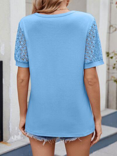 Lace Short Sleeve T-Shirt - Clothes For Her Online Store