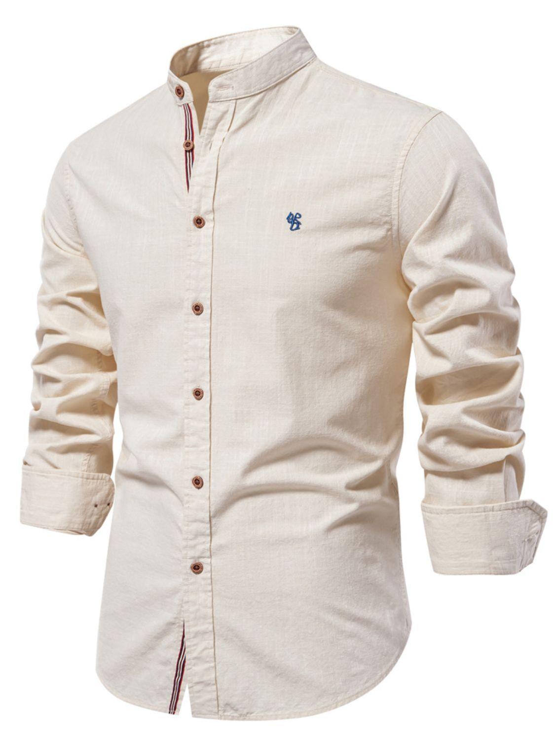 Men's Full Size Button Down Embroidered Shirt Plus Size - Clothes For Her Online Store