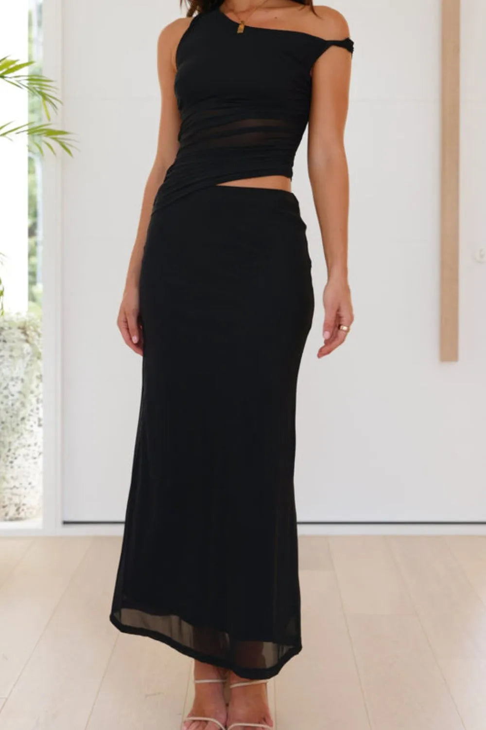 Asymmetrical Cutout Sleeveless Dress