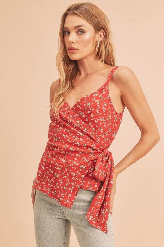 Aemi + Co Ditsy Floral Surplice Adjustable Straps Cami - Clothes For Her Online Store