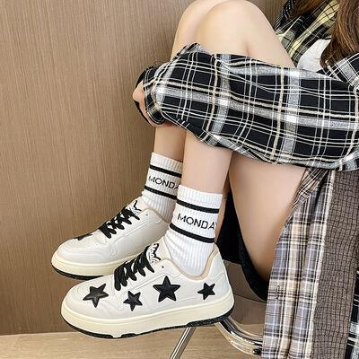 Contrast Star Round Toe Athletic Sneakers - Clothes For Her Online Store