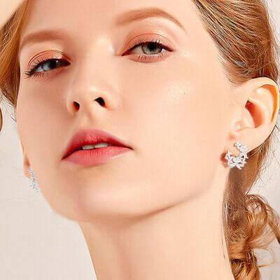 925 Sterling Silver Moissanite Lucky Clover Earrings - Clothes For Her Online Store