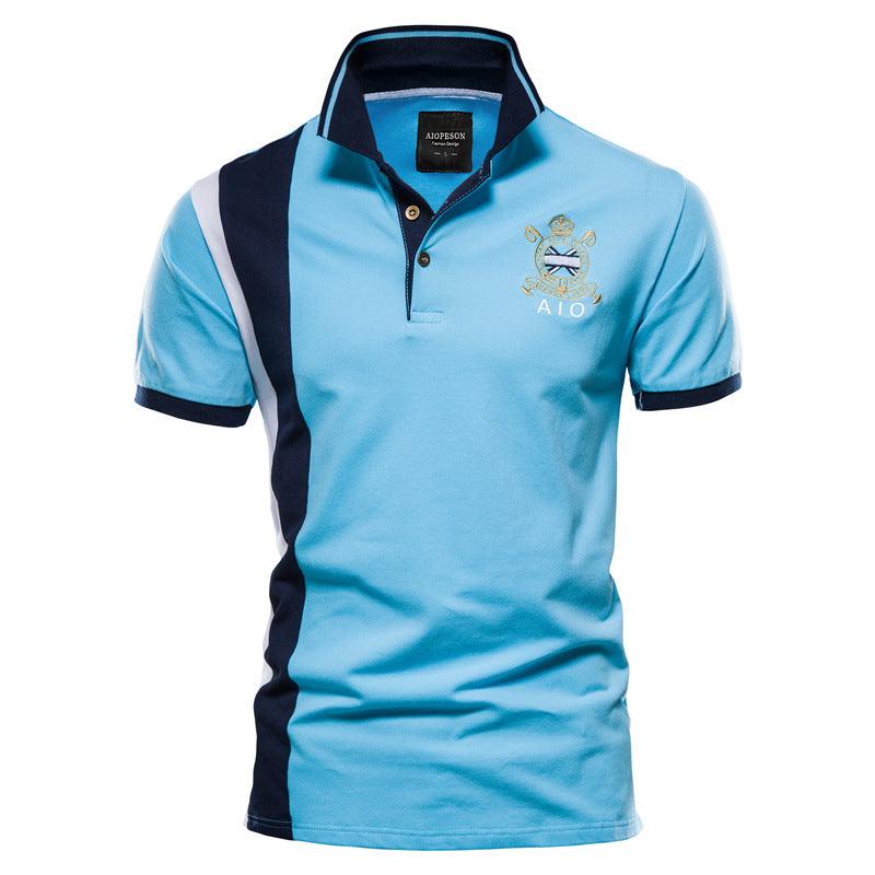 Men's Embroidered Collared Neck Striped Contrast Polo - Clothes For Her Online Store
