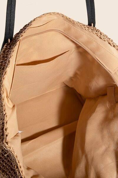 Fame Faux Leather Handle Knitted Tote Bag - Clothes For Her Online Store