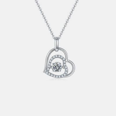 Moissanite 925 Sterling Silver Heart Necklace - Clothes For Her Online Store