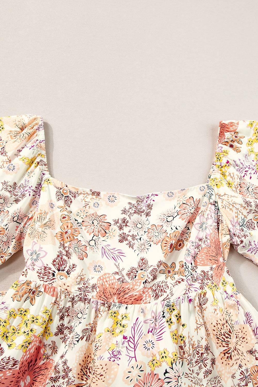 Tied Printed Half Sleeve Mini Dress - Clothes For Her Online Store