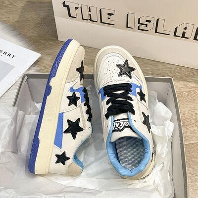 Contrast Star Round Toe Athletic Sneakers - Clothes For Her Online Store