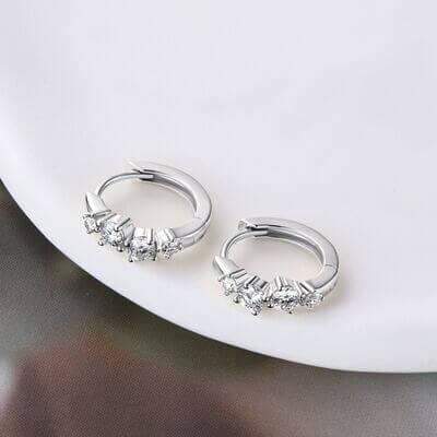 925 Sterling Silver Moissanite Huggie Earrings - Clothes For Her Online Store