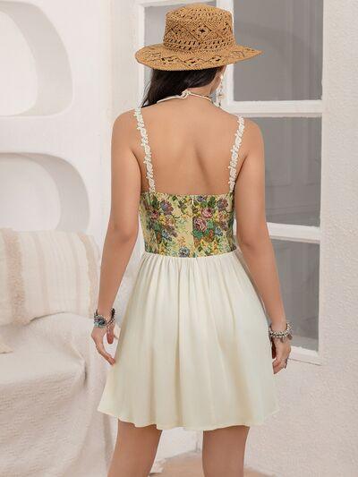 Floral Lace Up Corset Mini Cami Dress - Clothes For Her Online Store