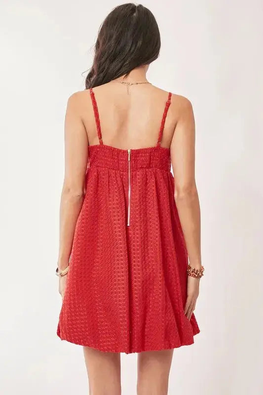 Davi & Dani Textured Sweetheart Neckline Bubble Hem Dress - Clothes For Her Online Store