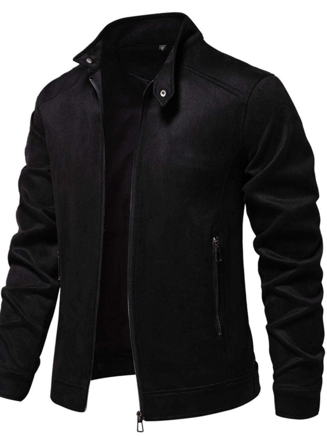 Men's Zip Up Long Sleeve Biker Jacket - Clothes For Her Online Store
