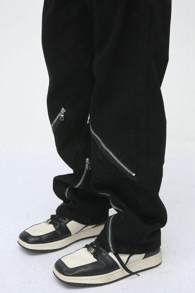 Men's Zip Decor Straight Leg Jeans - Clothes For Her Online Store
