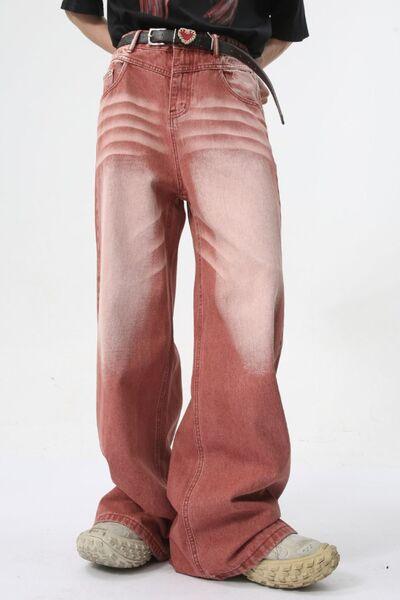 Men's Washed Wide Leg Jeans - Clothes For Her Online Store