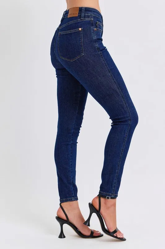 Judy Blue Full Size Midi Rise Tummy Control Classic Skinny Jeans Plus Size