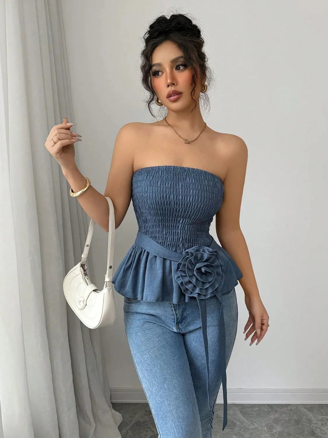 Flower Smocked Tube Top