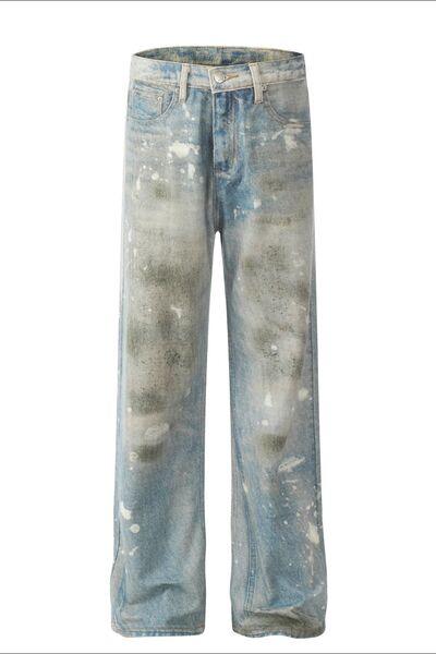 Men's Waste Soil Style Straight Leg Jeans - Clothes For Her Online Store