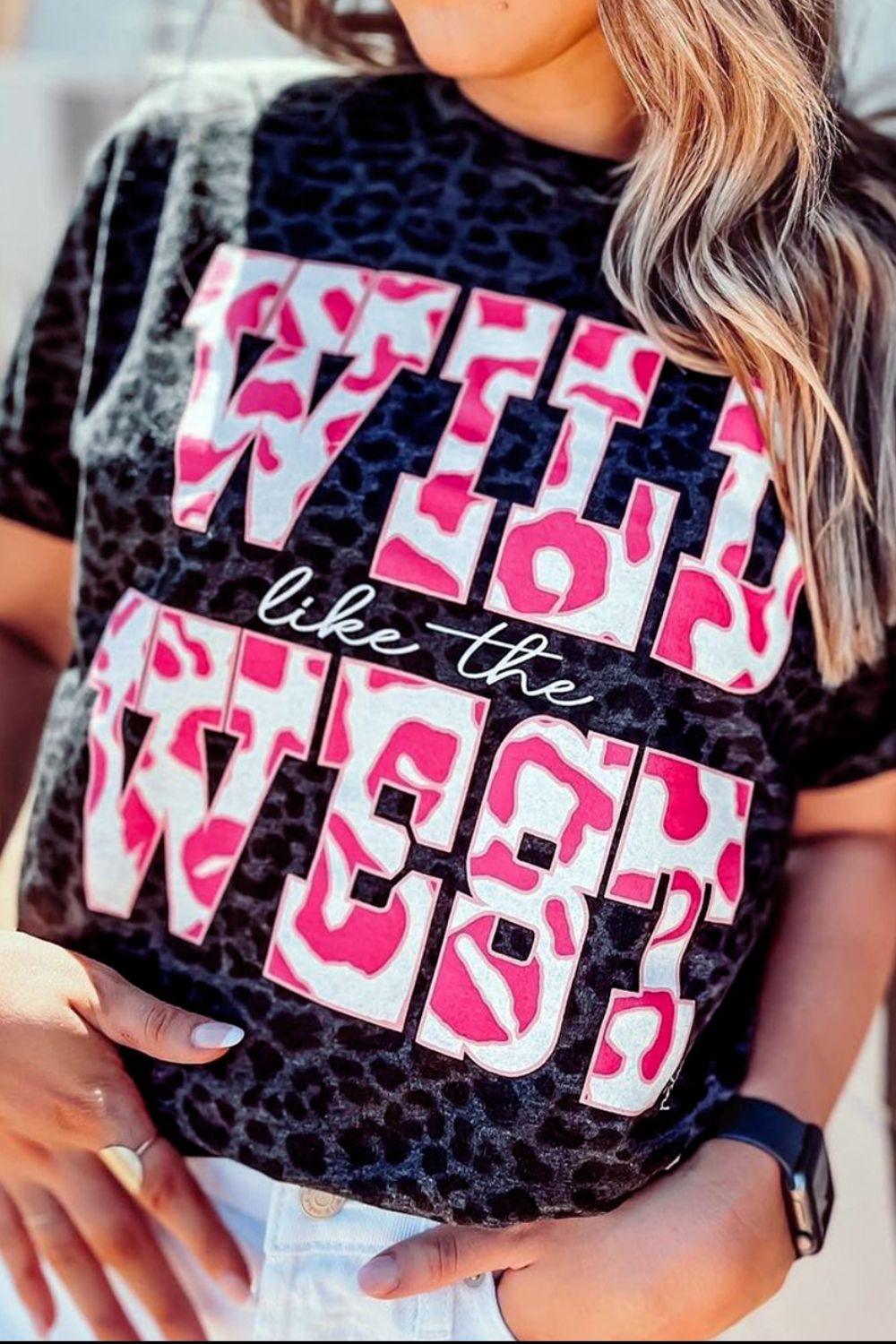 WILD LIKE THE WEST Graphic Leopard T-Shirt - Clothes For Her Online Store