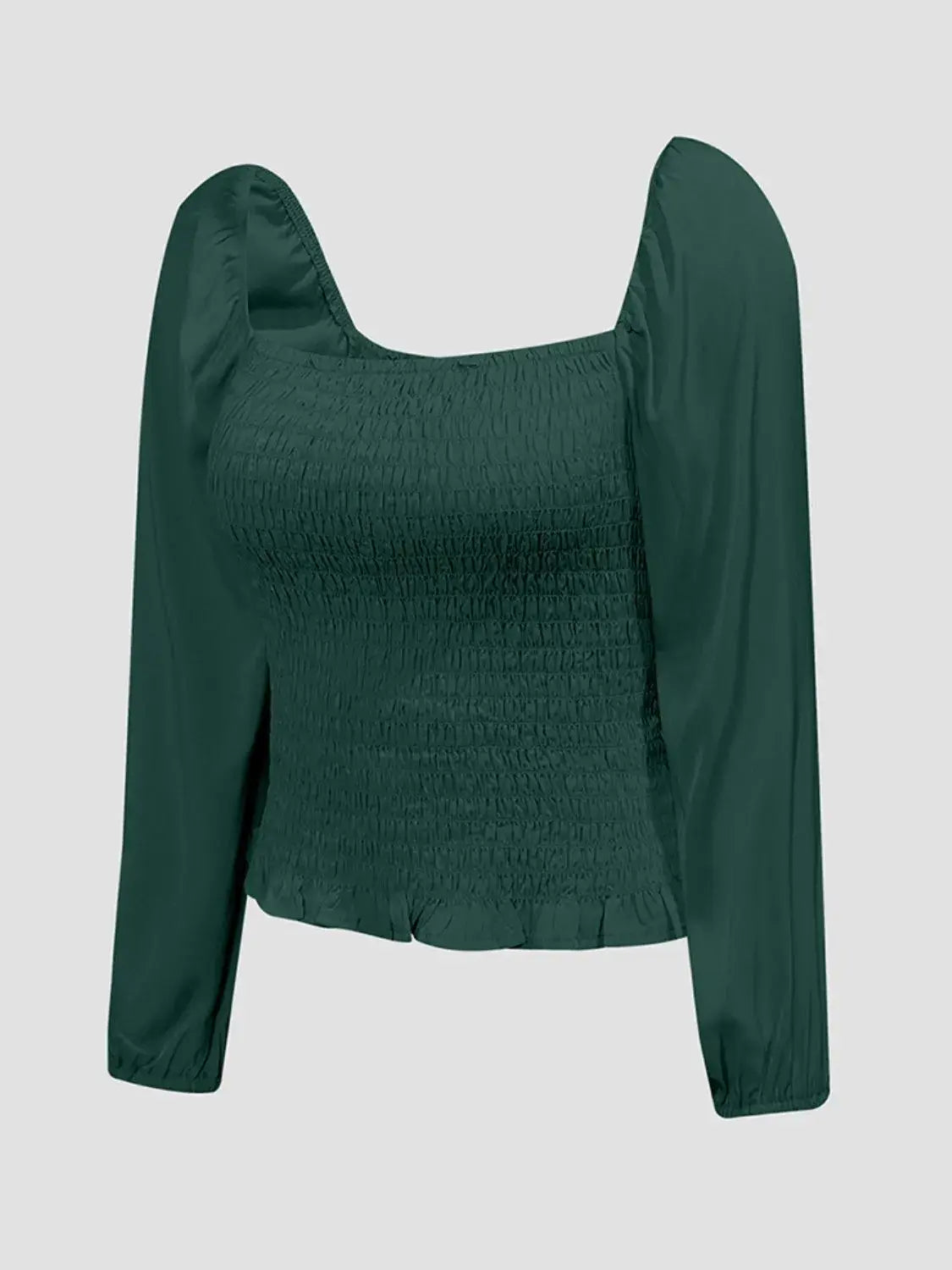Smocked Square Neck Balloon Sleeve Blouse